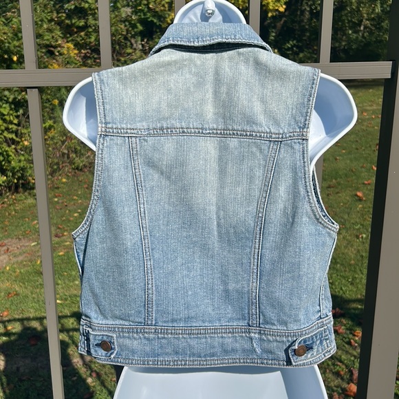 American Eagle Denim Blue Jean Cotton Vest Jacket Size Small Petite - Picture 4 of 6
